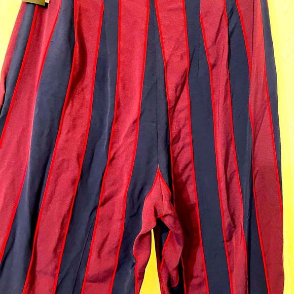 EXPRESS WOMEN PANTS SUPER HIGH RISE WIDE LEG NAVY AND DARK RED SIZE 2R NWT - Picture 6 of 6